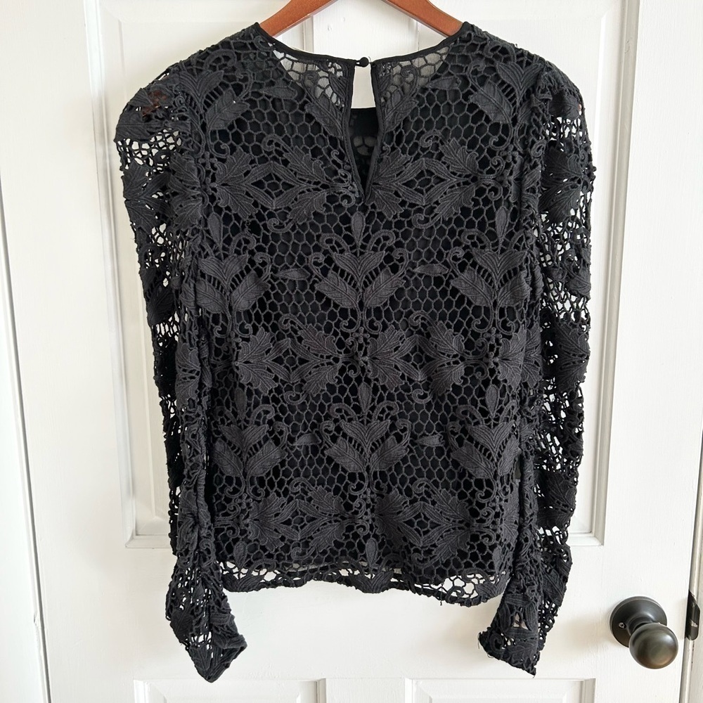 Stevie May pleasant surprise black lace long sleeve puff sleeve blouse size XS - Picture 7 of 8